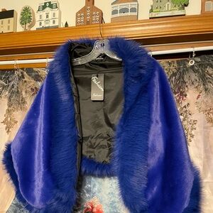 Luxurious Blue Faux Fur Cape